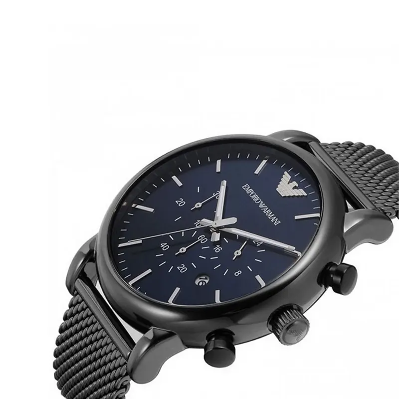 Emporio Armani Luigi Blue Dial Mash Strap Men's Watch- AR1979